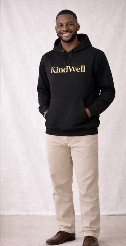 KindWell Hoodie · Black with Gold Vinyl